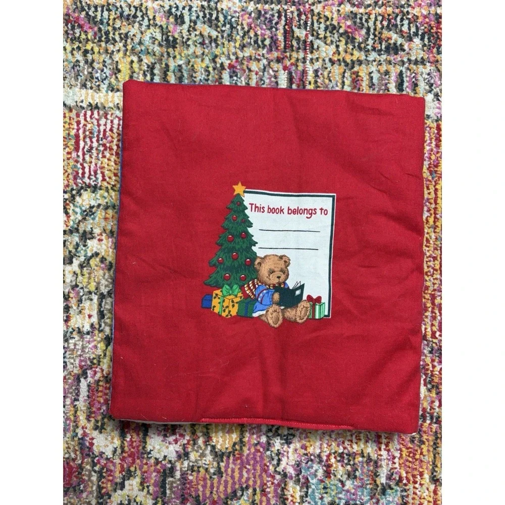 Merry Christmas song book handmade fabric panel beautiful soft durable bears